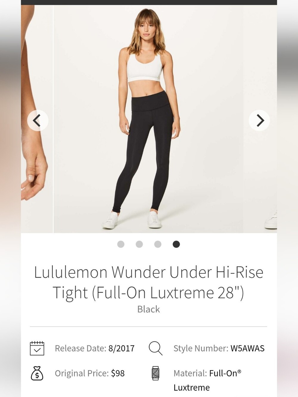 Lululemon Wunder Under Hi-Rise Tight Full-On Luxtreme 28" Sz 4 Black